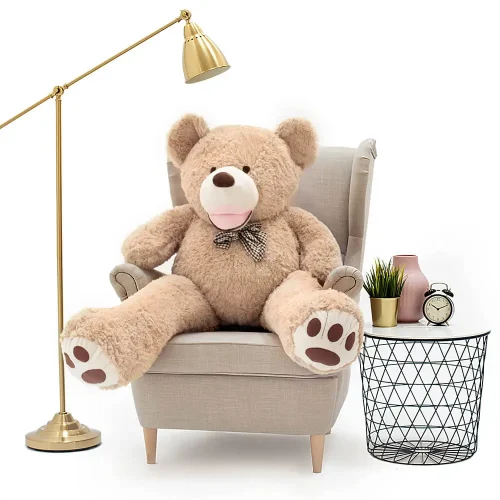 Suur Pehme Kaisukaru Mängukaru, Pehme Mänguasi, 100 Cm, Helepruun, Bobo<span> - </span>130 cm, Helepruun - Teddyway