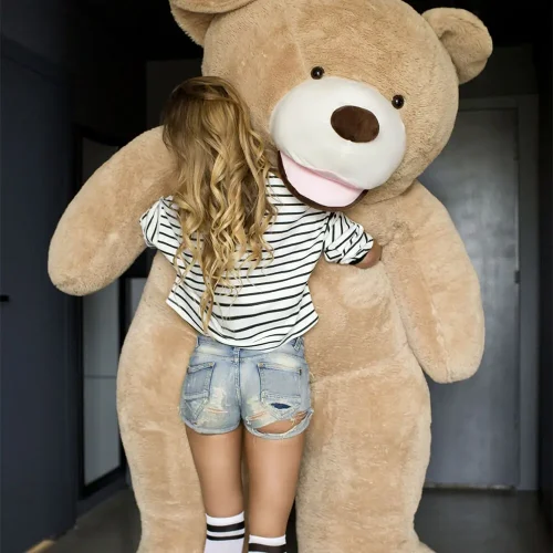 Suur Pehme Kaisukaru Mängukaru, Pehme Mänguasi, 200 Cm, Helepruun, Bobo - Teddyway