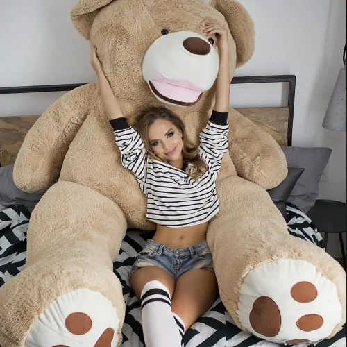 Suur Pehme Kaisukaru Mängukaru, Pehme Mänguasi, 200 Cm, Helepruun, Bobo - Teddyway
