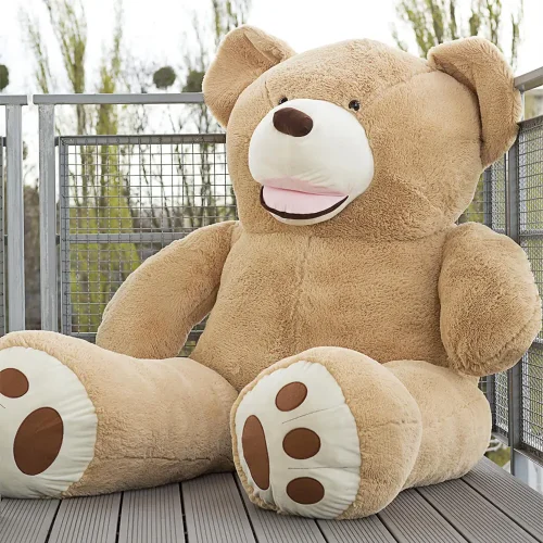 Suur Pehme Kaisukaru Mängukaru, Pehme Mänguasi, 220 Cm, Helepruun, Bobo - Teddyway