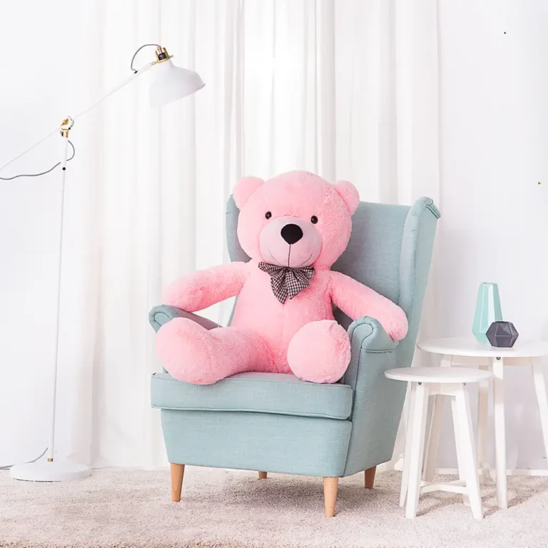 Suur Pehme Kaisukaru Mängukaru, Pehme Mänguasi, 100 Cm, Helepruun, Popo - 130 cm, Pink - Teddyway