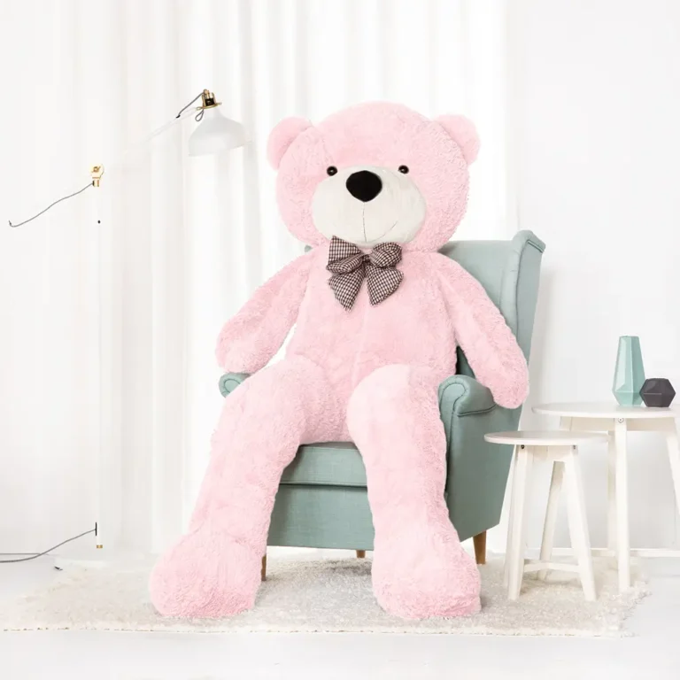 Suur Pehme Kaisukaru Mängukaru, Pehme Mänguasi, 100 Cm, Helepruun, Popo - 200 cm, Pink - Teddyway