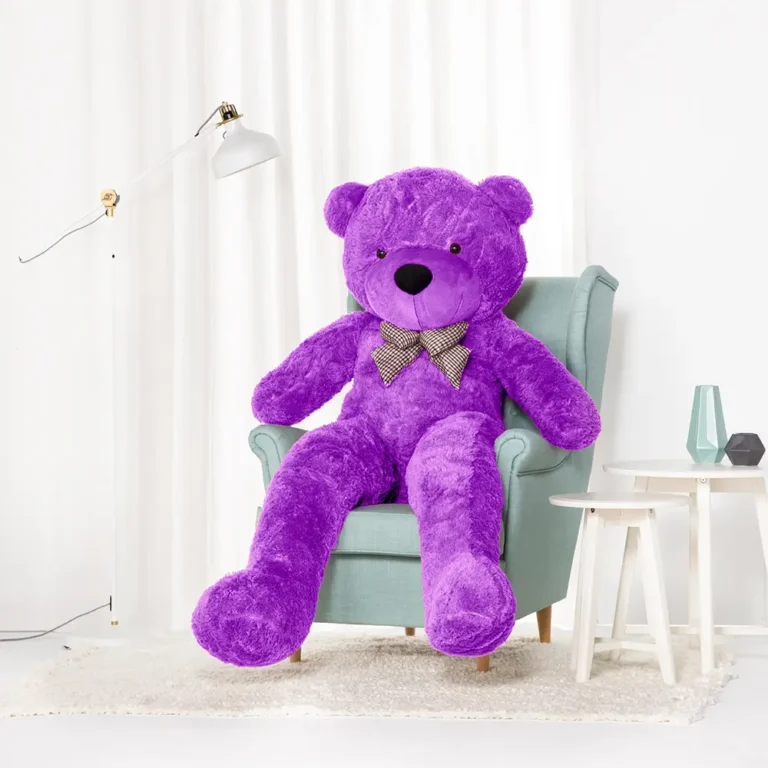 Suur Pehme Kaisukaru Mängukaru, Pehme Mänguasi, 100 Cm, Helepruun, Popo - 200 cm, Purple - Teddyway
