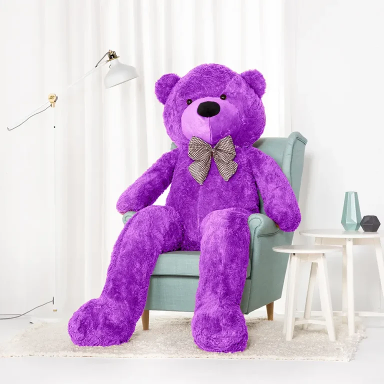 Suur Pehme Kaisukaru Mängukaru, Pehme Mänguasi, 100 Cm, Helepruun, Popo - 220 cm, Purple - Teddyway