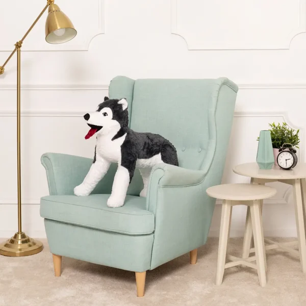 Pehme Koer Husky, Pehme Mänguasi, 70 Cm, Must Valge, Hasi - Teddyway
